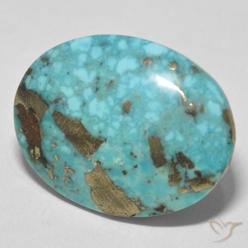 Turquesa Azul Esverdeado Médio Natural 28.41ct, oval, Opaco