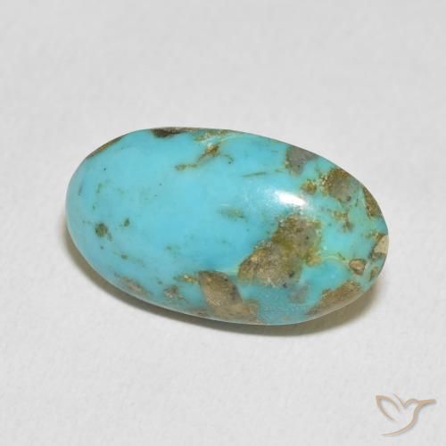 Turquesa Azul Esverdeado Médio Natural 13.63ct, oval, Opaco