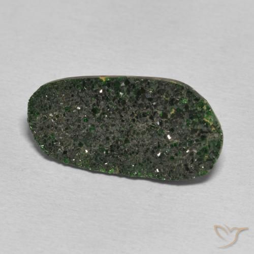 Uvarovita Garnet Drusy Verde acastanhado Natural 13.62ct, Chique, Opaco