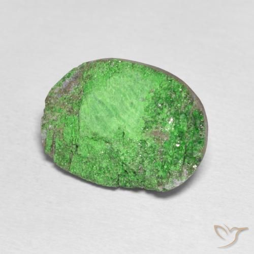 Uvarovita Garnet Drusy Verde médio Natural 14.79ct, oval, Opaco