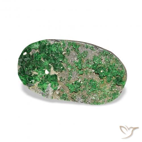 Uvarovita Garnet Drusy Deep Earthy Green Natural 7.91ct, oval, Opaco
