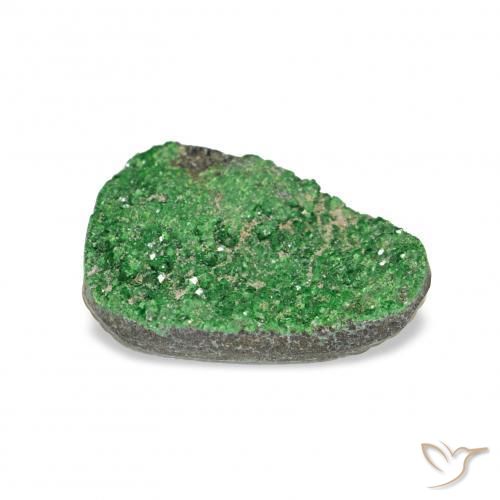 Uvarovita Garnet Drusy Verde escuro Natural 4.86ct, Trilhão, Opaco