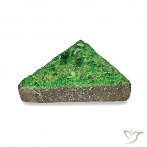 Uvarovita Garnet Drusy Verde escuro Natural 4.85ct, Trilhão, Opaco