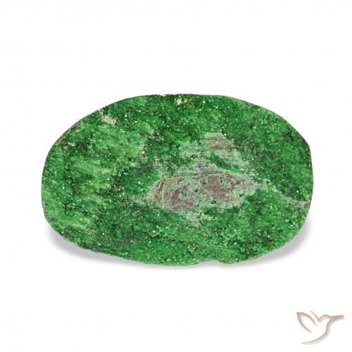 5.69ct Deep Earthy Green Uvarovita Garnet Drusy, oval, Opaco