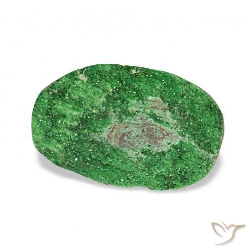 Uvarovita Garnet Drusy Deep Earthy Green Natural 5.69ct, oval, Opaco