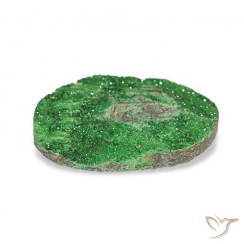 Uvarovita Garnet Drusy Deep Earthy Green Natural 5.69ct, oval, Opaco