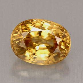 Zircão amarelo natural 3,75ct, corte oval, VS