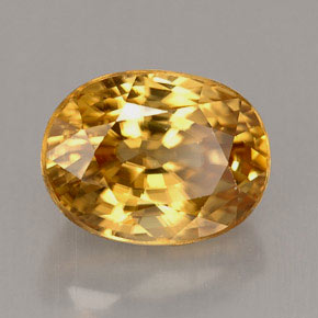 Zircão amarelo natural 3,75ct, corte oval, VS