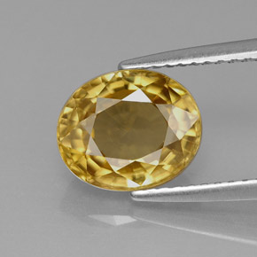 Zircão amarelo natural 3,95ct, corte oval, VS