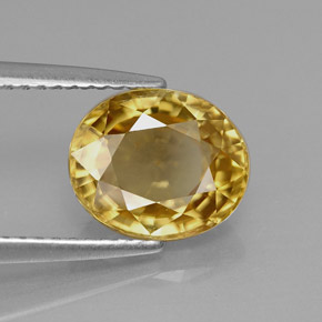 Zircão amarelo natural 3,95ct, corte oval, VS
