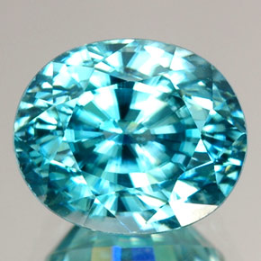 Zircão azul natural 3,54ct, corte oval, VVS