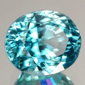 Zircão azul natural 3,54ct, corte oval, VVS