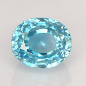 Zircão azul natural 2,99ct, corte oval, VVS