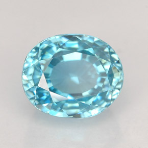 Zircão azul natural 2,99ct, corte oval, VVS