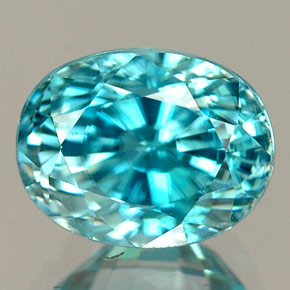 Zircão azul natural 3,57ct, corte oval, VVS