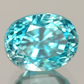 Zircão azul natural 3,57ct, corte oval, VVS