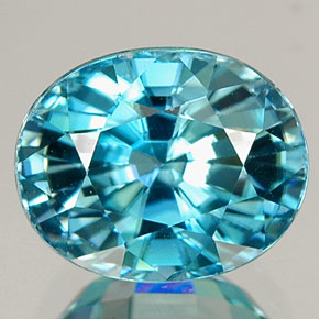 Zircão azul natural 4,20ct, corte oval, VVS
