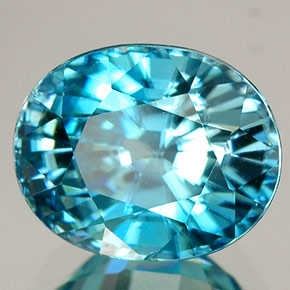Zircão azul natural 4,20ct, corte oval, VVS