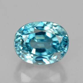 Zircão azul natural 2,92ct, corte oval, VS