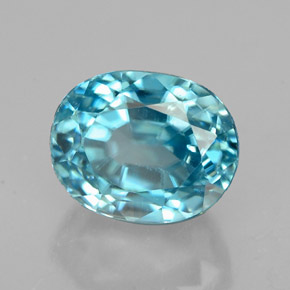 Zircão azul natural 2,92ct, corte oval, VS