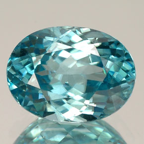 Zircão azul natural 3,29ct, corte oval, VVS