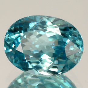 Zircão azul natural 3,29ct, corte oval, VVS