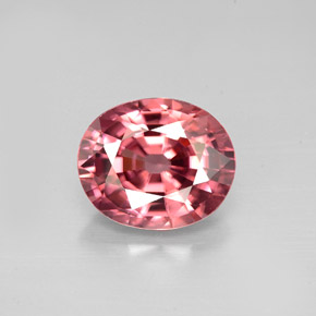Zircão rosa natural 3,42ct, corte oval, VVS