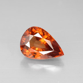 Zircão laranja natural 3,05ct, formato de pêra, VS