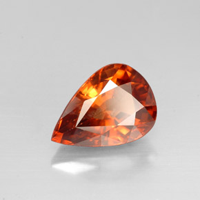 Zircão laranja natural 3,05ct, formato de pêra, VS