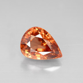 Zircão laranja natural 3,12ct, formato de pêra, VVS-VS
