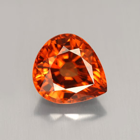 Zircão laranja natural 3,65ct, formato de pêra, VVS