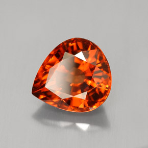 Zircão laranja natural 3,65ct, formato de pêra, VVS