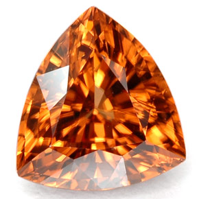 Zircão laranja natural 3,57ct, trillion, VVS-VS