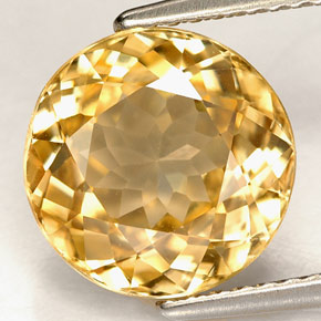 Zircão amarelo natural 6,09ct, corte redondo, VVS-VS