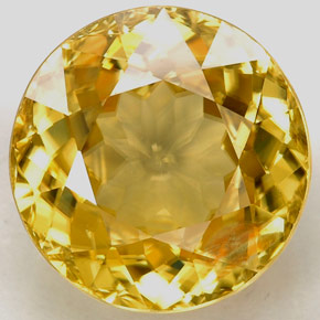 Zircão amarelo natural 6,51ct, corte redondo, VS