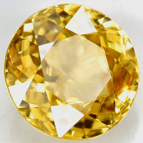 Zircão amarelo natural 6,51ct, corte redondo, VS