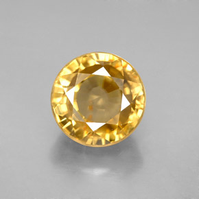 Zircão amarelo natural 6,29ct, corte redondo, VS