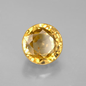 Zircão amarelo natural 6,29ct, corte redondo, VS