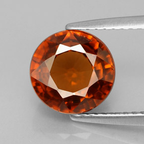 Zircão laranja natural 4,18ct, corte redondo, VS