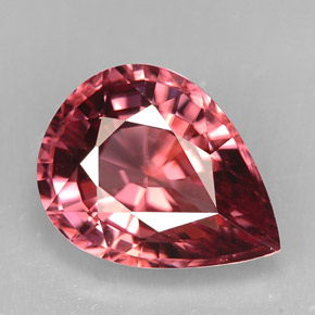 Zircão rosa natural 5,50ct, formato de pêra, VS