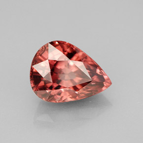 Zircão rosa natural 4,20ct, formato de pêra, VVS