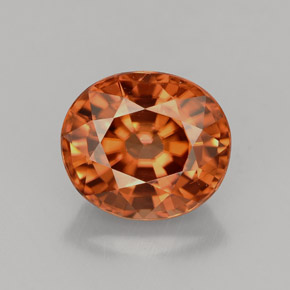 Zircão laranja natural 4,07ct, corte oval, VVS