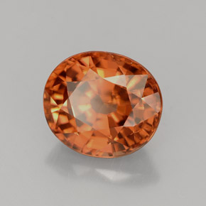 Zircão laranja natural 4,07ct, corte oval, VVS