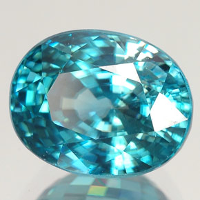 Zircão azul natural 5,80ct, corte oval, VVS-VS