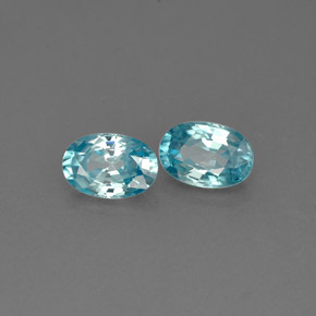 Pedras preciosas de zircão azul natural de  ct, corte oval, VVS