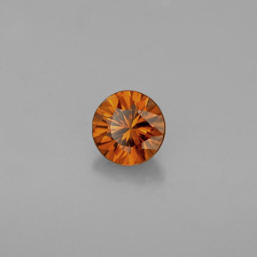Zircão laranja natural 0,60ct, corte redondo, VVS