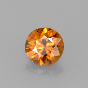 Zircão laranja natural 0,57ct, corte redondo, VS