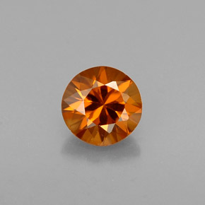 Zircão laranja natural 0,60ct, corte redondo, VVS