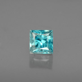 Zircão azul natural 0,65ct, quadrado, VS
