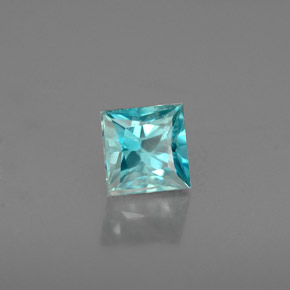Zircão azul natural 0,65ct, quadrado, VS